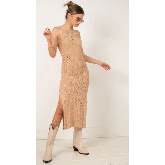 Free People x Spell & The Gypsy Collective Mirage Crochet Halter Midi Dress XL - Picture 8 of 9
